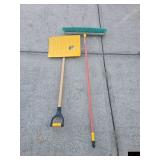 Broom and snow shovel
