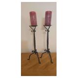 Pair of 18' Wrought Iron Candleholders with Candles