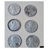 1943  Usa  Steel Wheat Penny (6) 1943 Steel Wheat Pennies