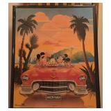 Vintage Mickey And Minnie 1955 Cadillac 'Mick N' Min' Poster Print '