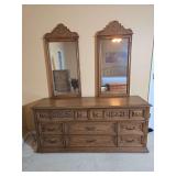 Dresser with double mirrors