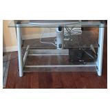 Glass tiered entertainment center