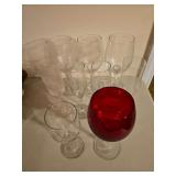 Lot of various wine and champagne glasses