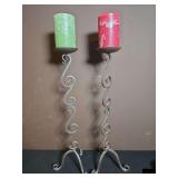 29 inch wrought iron candle stands with candles