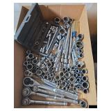 Box of Craftsman Sockets, Rachets and Nut Driver