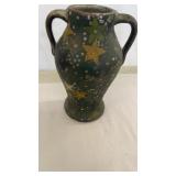 Folk Art Style Hand Painted Stoneware Pottery Vase