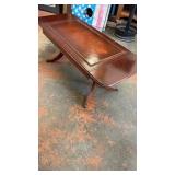 Mahogany Inlaid Leather Drop Side Table