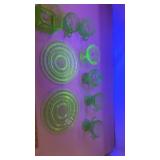 Group of Uranium Green Depression Vaseline Glass