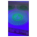 4 Uranium Green Depression Glass Plates