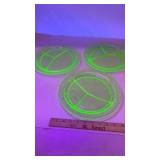 3 Uranium Green Vaseline Depression Glass Plates