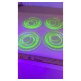 4 Uranium Green  Depression Vaseline Glass Plates
