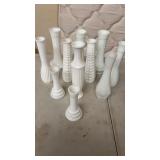 11 Milk Glass Flower Bud Vases