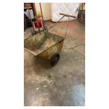 Mid Century Metal Garden Yard Cart Wheelbarrow