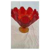L.E. Smith Amberina Handkerchief Bowl Compote