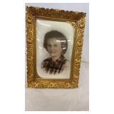 Vintage Metal Picture Frame with Bubble Glass