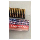 20 Rounds 6.5x55 Soft Point Caliber Ammunition