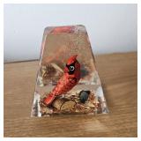 Lucite Acrylic Cardinal Paperweight