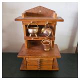 Vintage Mini Shelf with Coasters