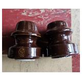 Vintage Brown Glazed Ceramic Insulators