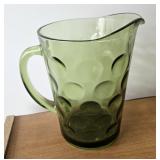 Vintage Green Glass Pitcher