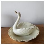 Vintage Bone China Swan Dish
