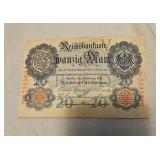 German 20 Reichsmark banknote February 19, 1914