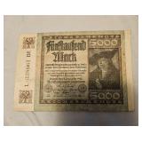 5000 Mark banknote issued by the German Reichsbank