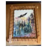 Leather-laced watercolor Eagle art print