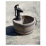 Barrel Water Fountain with Hand Pump **