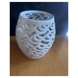 PartyLite Waves White Hurricane Candle Holder