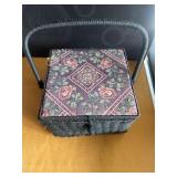 Vintage woven wicker sewing basket