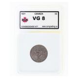 Canada 1931 King George Five Cents VG8 KSA