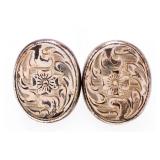 Vintage Sterling Silver Oval Screw Back Earrings