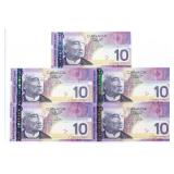 Bank of Canada 2005 Set of  5 x Ten Dollars UNC in