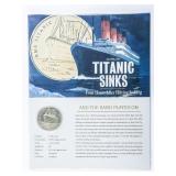 Titanic Sinks Collector Medallion - 24kt Gold Foil
