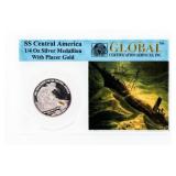 SS Central Amderica 1/4 OZ. Silver Medallion with
