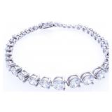 Silver Graduating Tennis Bracelet  - Swarovski Ele