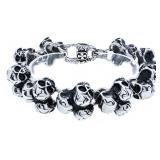 Stainless Steel Bracelet, Repeating SKULL Design