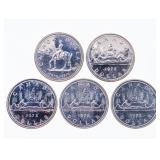 Lot - Canada 5 x Cased 1972 & 1973 Silver Dollars1