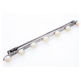 Vintage Sterling Silver 7 Pearl Pin