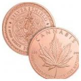 Cannabis .999 Fine Pure Copper (1oz.)