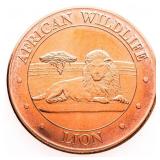 .999 Fine Pure Copper Round - 1 oz. African Wildli