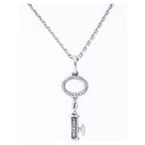 Sterling Silver Necklace Diamond Key Pendant