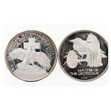 Group of 2 Solid 925 Sterling Silver Medallions