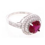 925 Sterling Silver Ring, Size 8, Round Shape Ruby