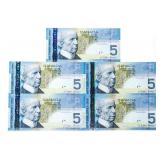 Canada,$5 Lot 5 In Sequence (AOV) Choice UNC Hocke