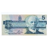 Bank of Canada 1986 Five Dollars (ENX) Yellow Plat