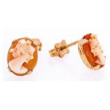 ESTATE 14kt Gold Cameo Stud Earrings
