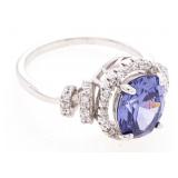 925 Sterling Silver Ring, Size 8, Oval Cut Tanzani