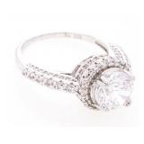 925 Sterling Silver Solitaire Ring, RD Cut Swarovs